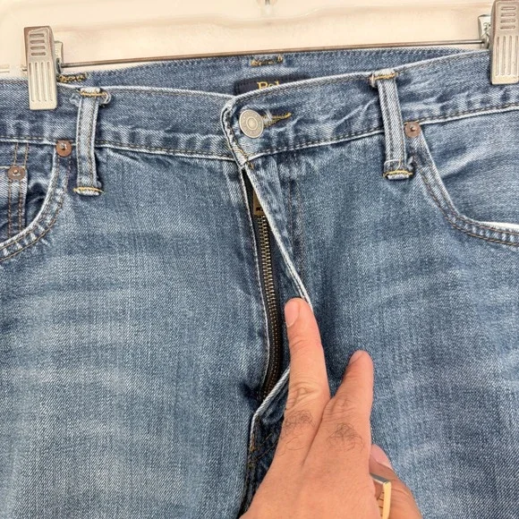 Polo Ralph Lauren Jeans Mens 38x32 Blue Varick Slim Fit Staright Whisker - Picture 10 of 13